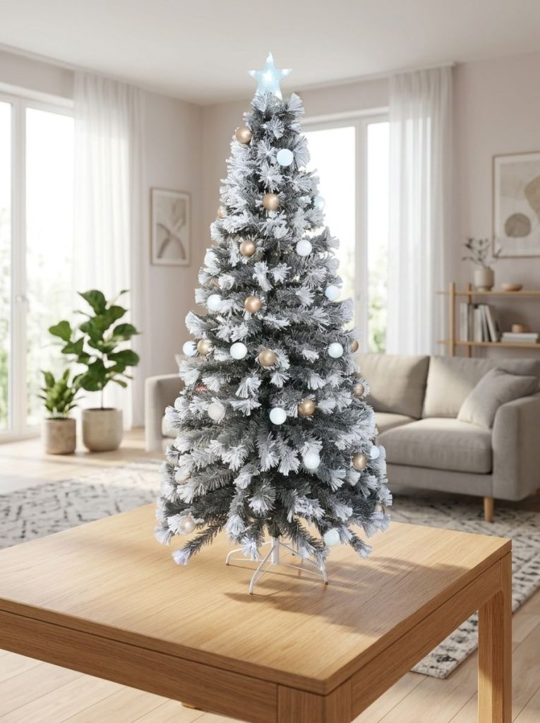 Árbol LED gris nevado